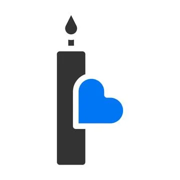 Candle solid blue grey valentine illustration vector and logo Icon new year.. Stock Illustration