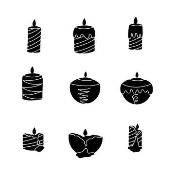 Candle solid icon collection. glyph hand drawn style. isolated illustration Stock Illustration