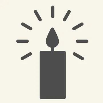 Candle solid icon. Holiday wax candle with lightning glyph style pictogram on Stock-Illustration
