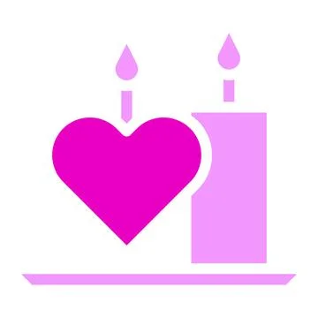 Candle solid pink valentine illustration vector and logo Icon new year icon.. Stock Illustration