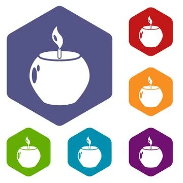 Candle spa icon, simple black style Illustrazione stock