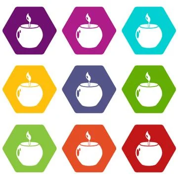 Candle spa icons set 9 Stock-Illustration