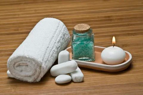 Candle in the spa. Stock Photos