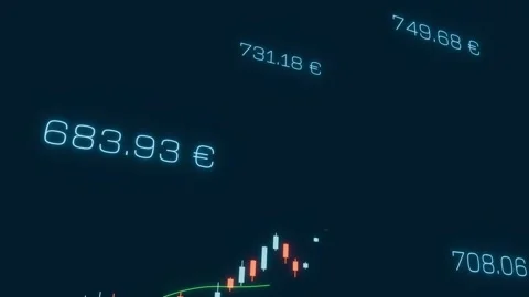 Candle stick chart moving up, rising share prices, stock market, profit. Stock Footage 313505343