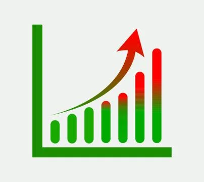 Candle stick graph chart with arrow Stock Illustration