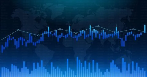 Candle stick graph chart in financial market, trading platform. Forex trading Stock Illustration