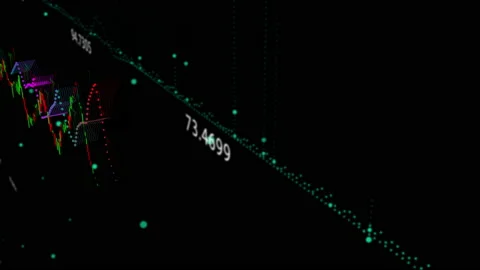 Candle stick graph chart of stock market and crypto currency investment trading Stock Footage 171594915