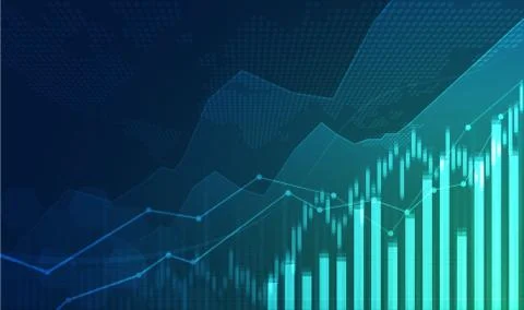 Candle stick graph chart of stock market investment trading, Bullish point. Illustrazione stock