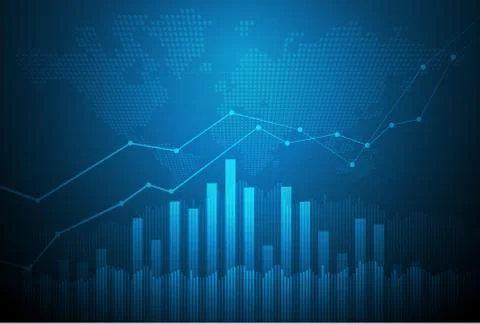 Candle stick graph chart of stock market investment trading, Bullish point. Illustrazione stock