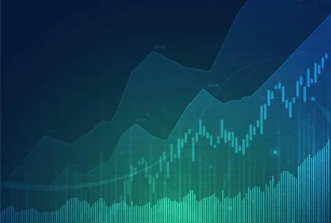 Candle stick graph chart of stock market investment trading, Bullish point. Illustrazione stock