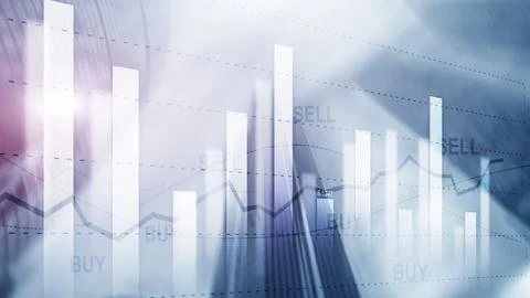 Candle stick graph chart of stock market investment trading on buildings Fotos de archivo