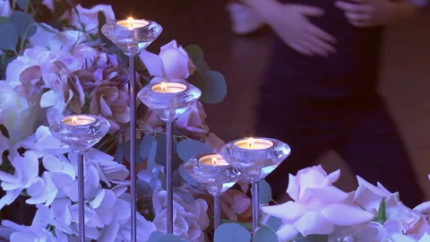 Candle on the table during Thanksgiving dinner. candles in the decor Stock Footage 166813109