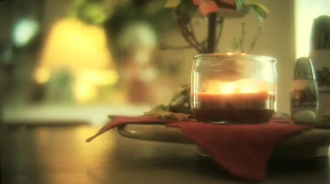 Candle on table Stock Footage 554266