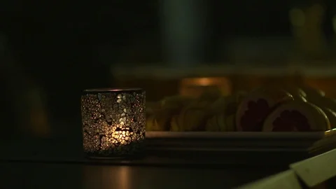 Candle on the Table Stock Footage