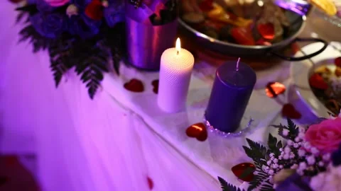 Candle on the table Video stock 137304031