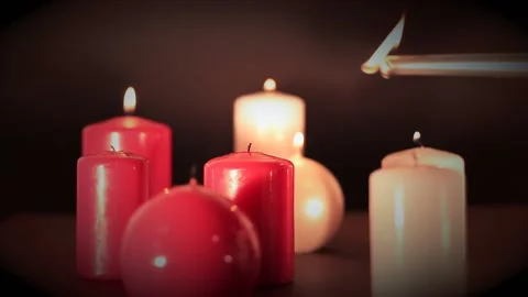 A candle on a table 스톡 동영상 156849696