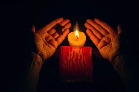 Candle on a table Foto stock