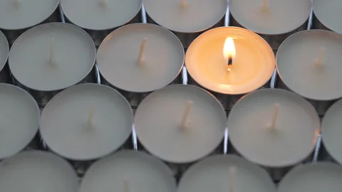 Candle. Tea Lights Candle. Mini Tealight candles for home decoration Stock Footage 244816324
