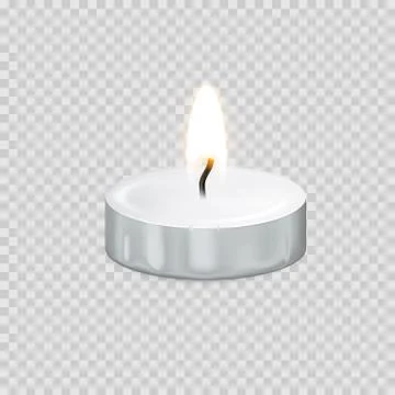 Candle tealight or candlelight vector 3D realistic icon burning flame fire 스톡 일러스트