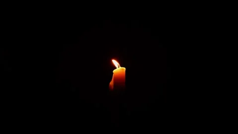 Candle timelapse in darkness. Single burning candle in dark room time lapse.. Stock Footage 344625621