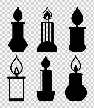 Candle vector icon set, black candle icon, candle silhouette, candle art Stock Illustration