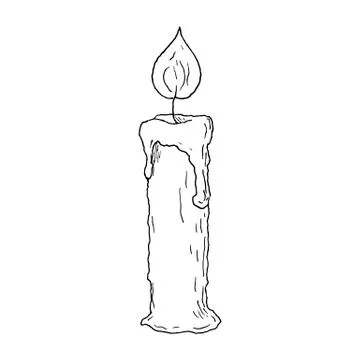 Candle. Vector illustration. Isolated object on white. Hand-drawn style. Stock Illustration
