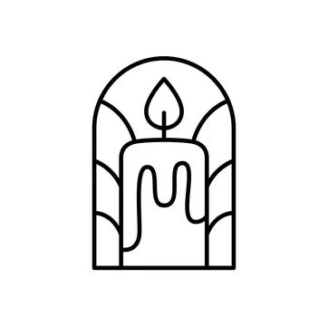 Candle vector line art logo aesthetics design Elegant Spa Icon. Soothing Light 스톡 일러스트