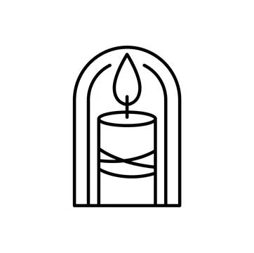 Candle vector line art logo design Elegant Spa Icon. Soothing Light Symbol for 스톡 일러스트