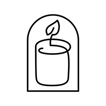 Candle vector line art logo design Elegant Spa Icon. Soothing Light Symbol for イラスト素材