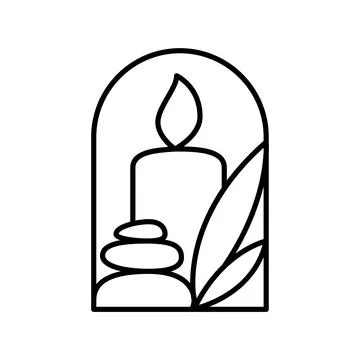 Candle vector line art logo aesthetics design Elegant Spa Icon. Soothing Light Illustrazione stock