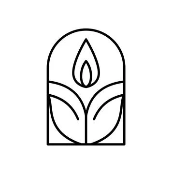 Candle vector line art logo aesthetics design Elegant Spa Icon. Soothing Light イラスト素材