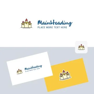 Candle vector logotype with business card template. Elegant corporate identit Stock Illustration