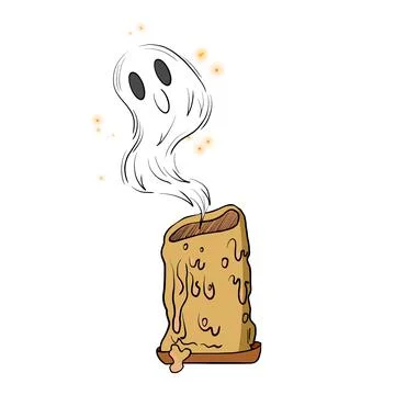 Candle from which a ghost flies out illustration Stock Illustration