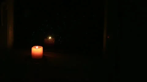 Candle in the window Stock Footage 12517117