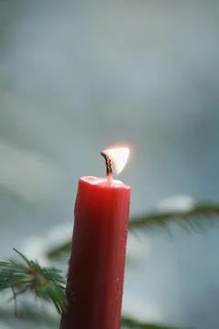 Candle winter outside Stock Photos