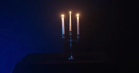Candlelight in Dark Mysterious Room Stock Footage 319619523