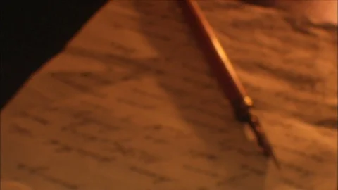 Candlelight  - Documents, Tabletop, ink pen Stock Footage 81533232