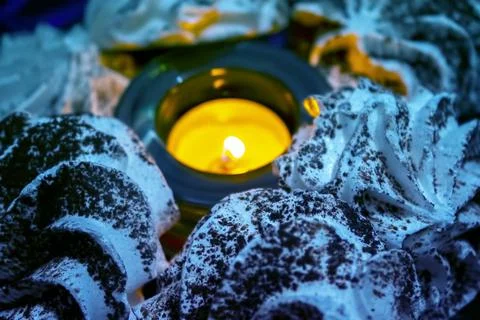 Candlelight with effects bokeh lights Stock Photos