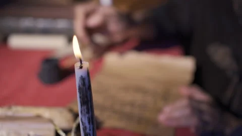 Candlelight image in historical place. Stock Footage 199610642