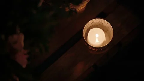Candlelight On Table In Darkroom Stock Footage 146243630