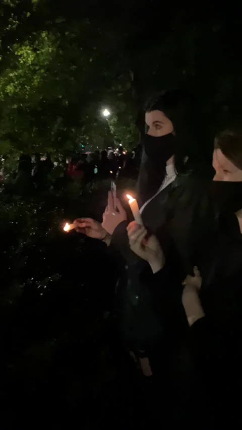 Candlelight Vigil Honoring Ruth Bader Ginsberg Video stock 144635506
