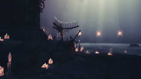 Candlelit atmosphere in a shadowy setting filled with mystery and intrigue Stock Footage 331423039