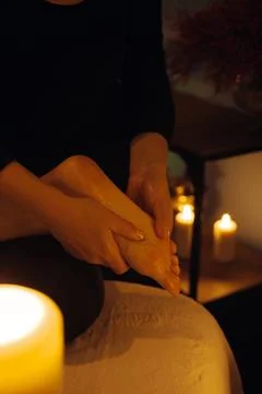 Candlelit Foot Treatment Stock Photos