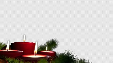 Candles on Advent Wreath Overlay Loop Video stock 140052907