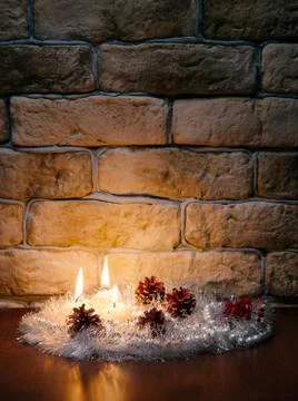 Candles against a wall Stock Photos