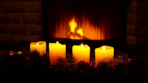 Candles and chimney fire Stock Footage 65182917