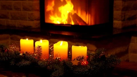 Candles and chimney fire Stock Footage 69899238