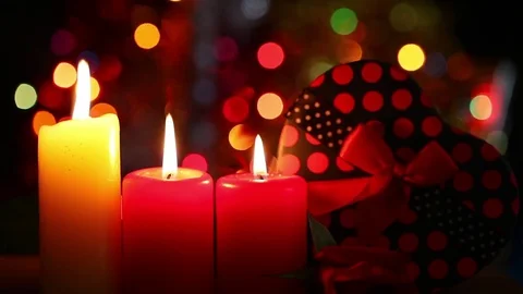 Candles and gift box Stock Footage