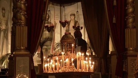 Candles and an icon Video stock 79285190