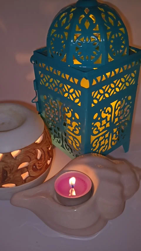 Candles and lamp composition Stock-Footage 329888859